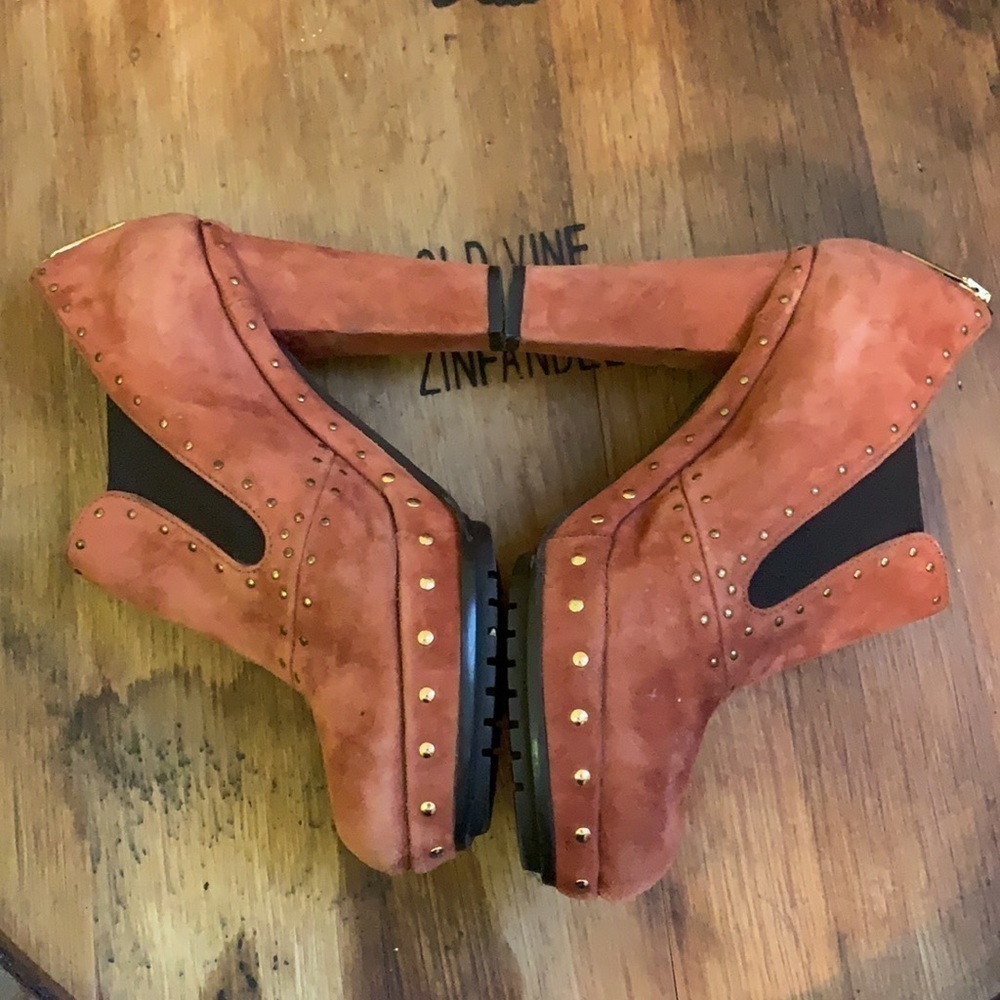 Pons Quintana | Heeled Suede Brass Rivet Stud Slip On Bootie Made in Spain 37 7 - Picture 13 of 13